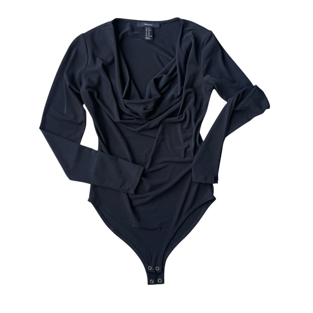 Forever 21 Ruched Thong Bodysuit Size XS Black